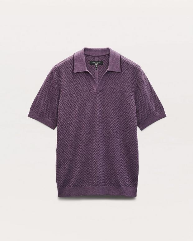 rag & bone Zuma Herringbone Knit Polo Shirt