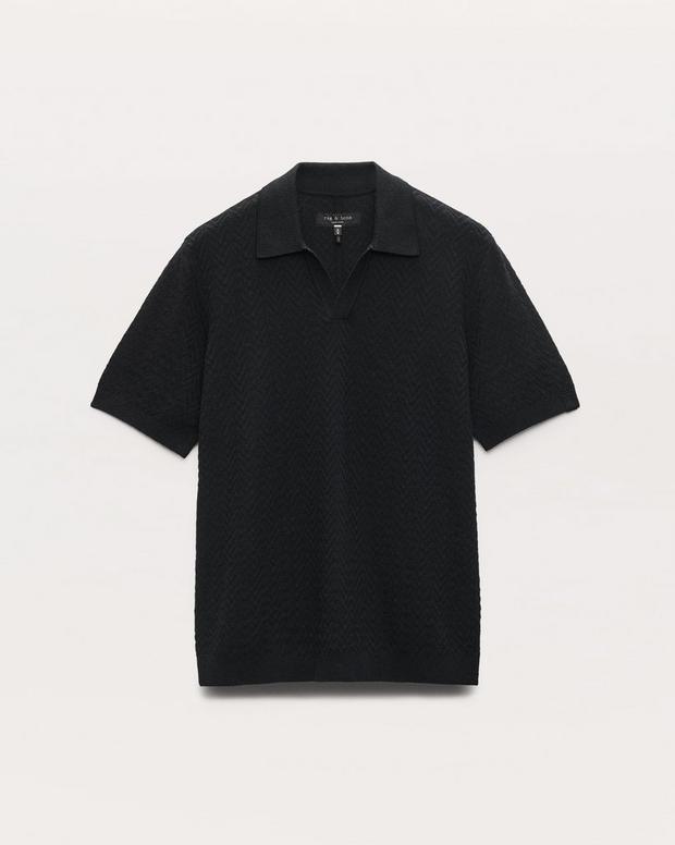 rag & bone Zuma Herringbone Knit Polo Shirt
