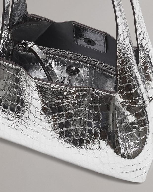 Rag & Bone Slade Embossed Metallic Leather Shoulder Bag