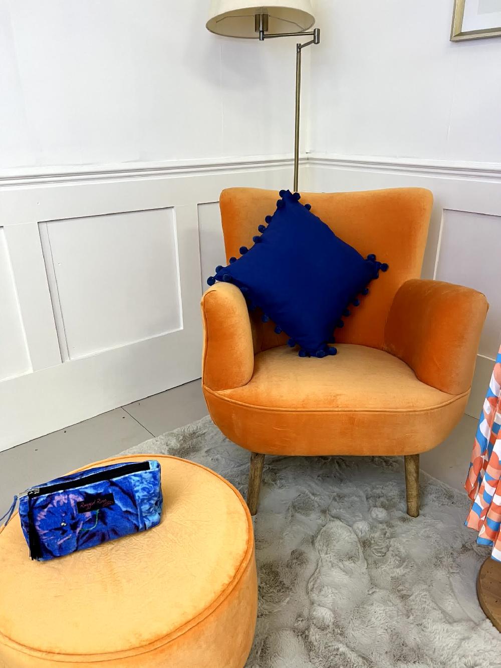 Ragged Rose Alma Orange Velvet Armchair