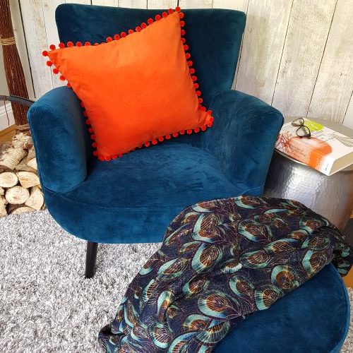 Ragged Rose Alma Petrol Blue Velvet Armchair