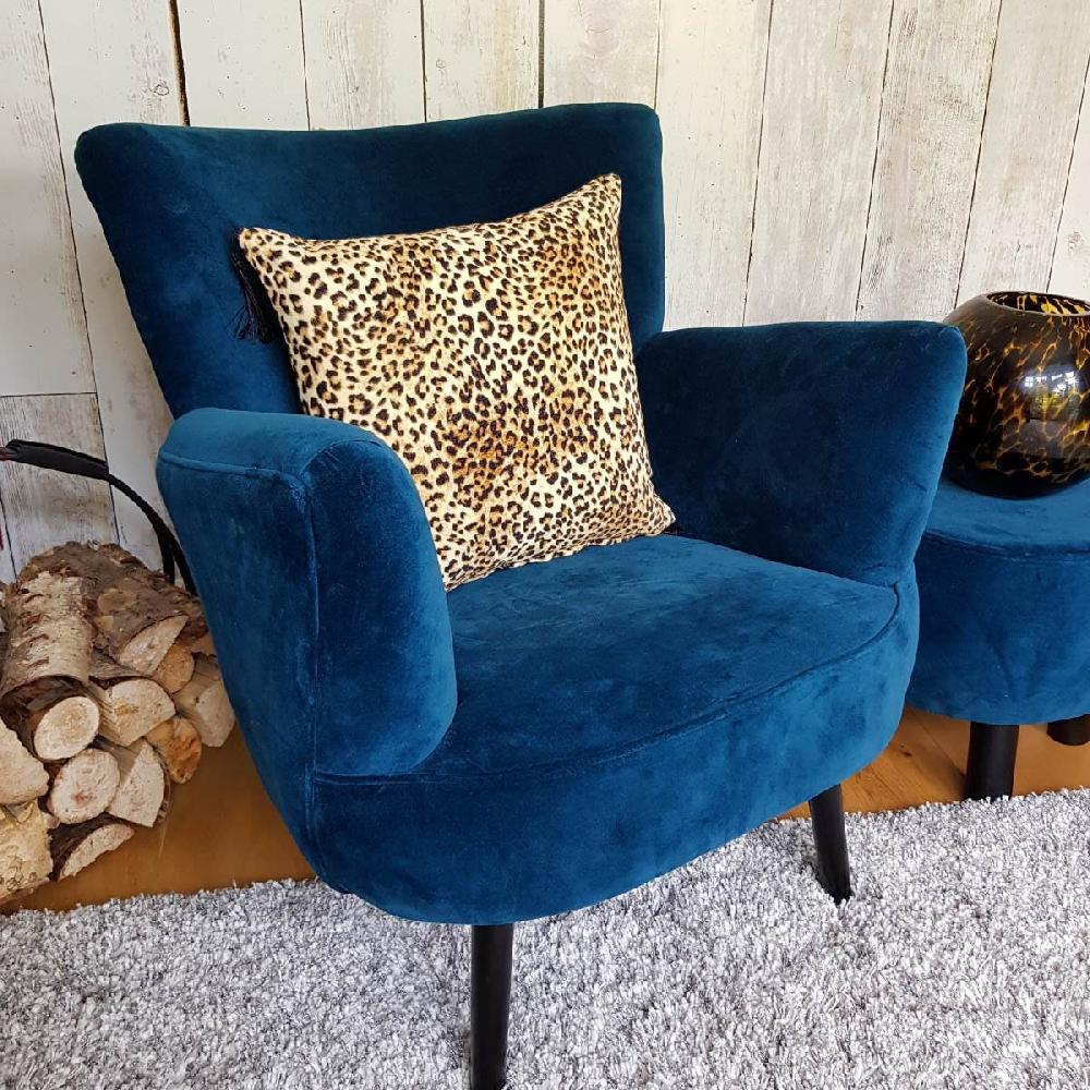ragged rose Alma Petrol Blue Velvet Armchair