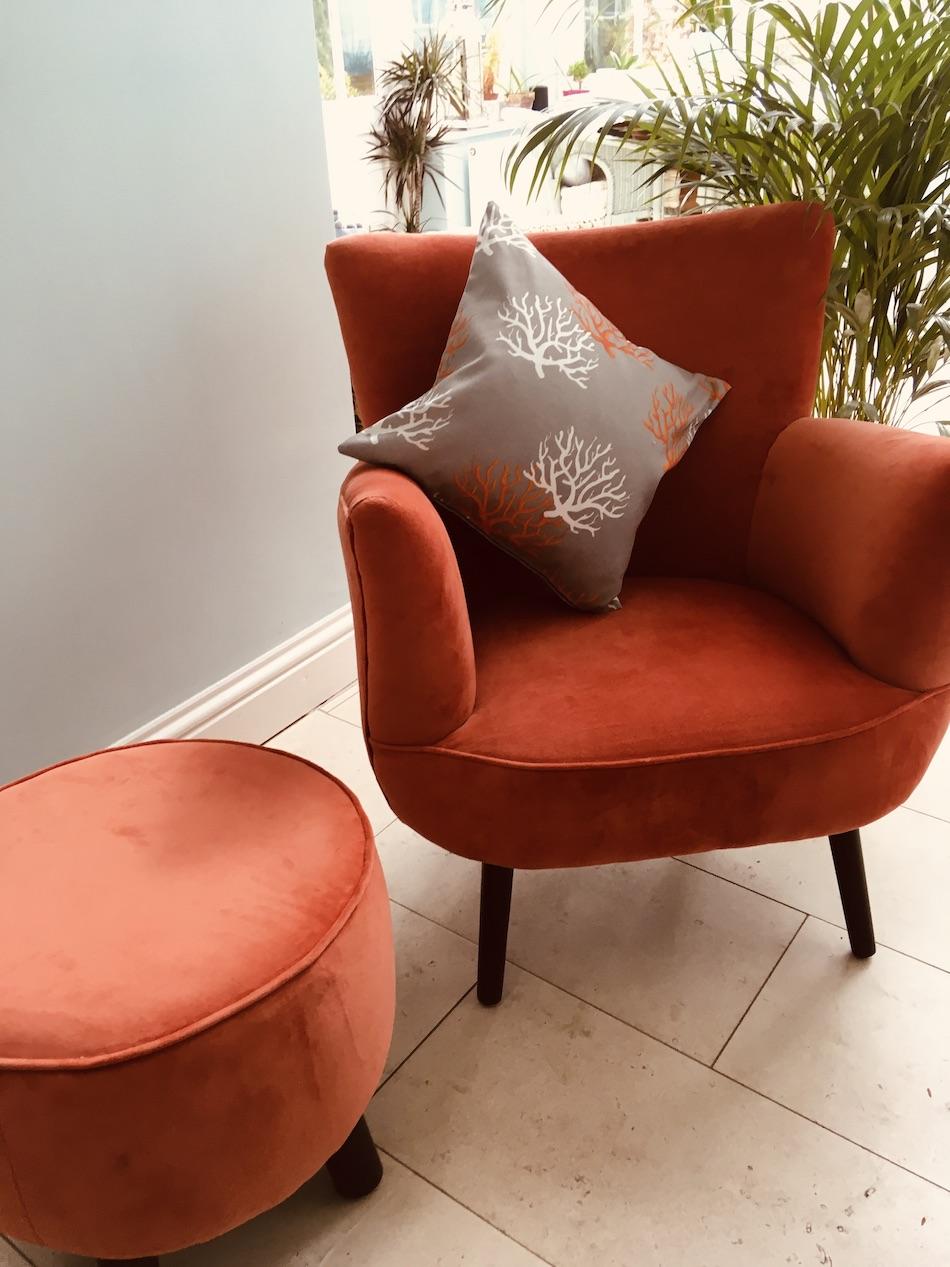 Ragged Rose Alma Rust Orange Velvet Armchair
