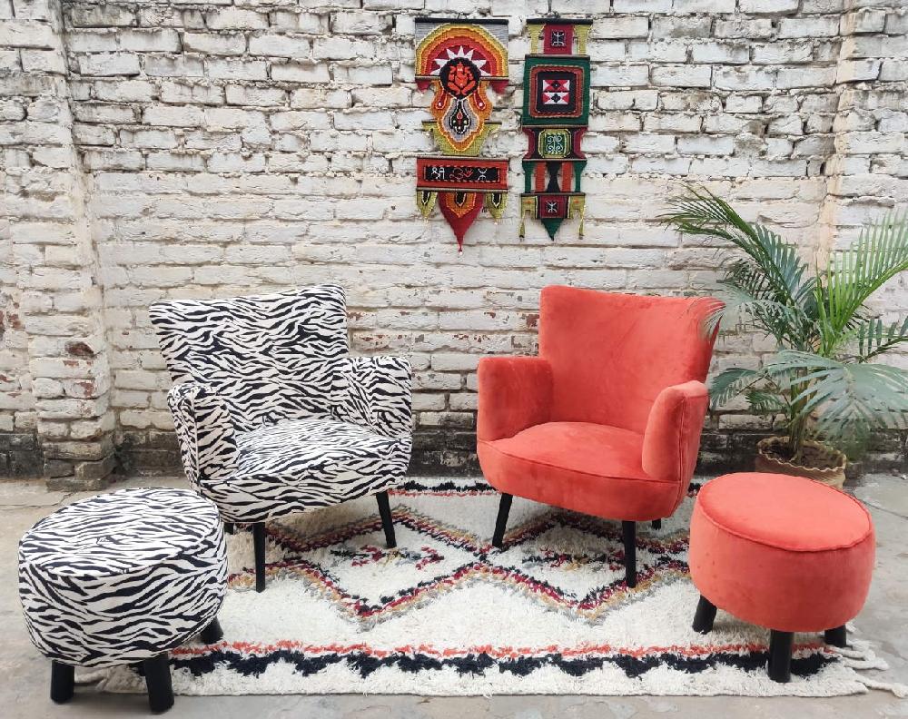 Ragged Rose Alma Rust Orange Velvet Armchair