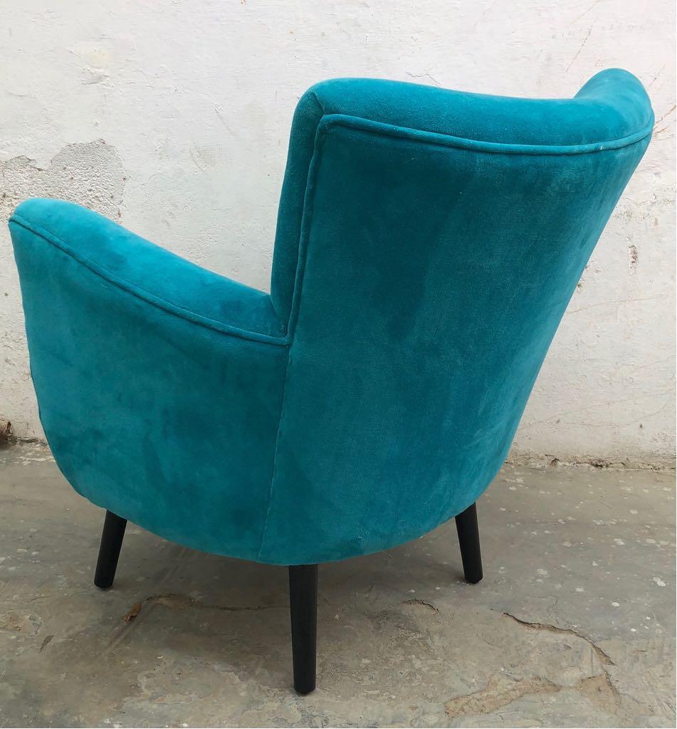 Ragged Rose Alma Teal Velvet Armchair