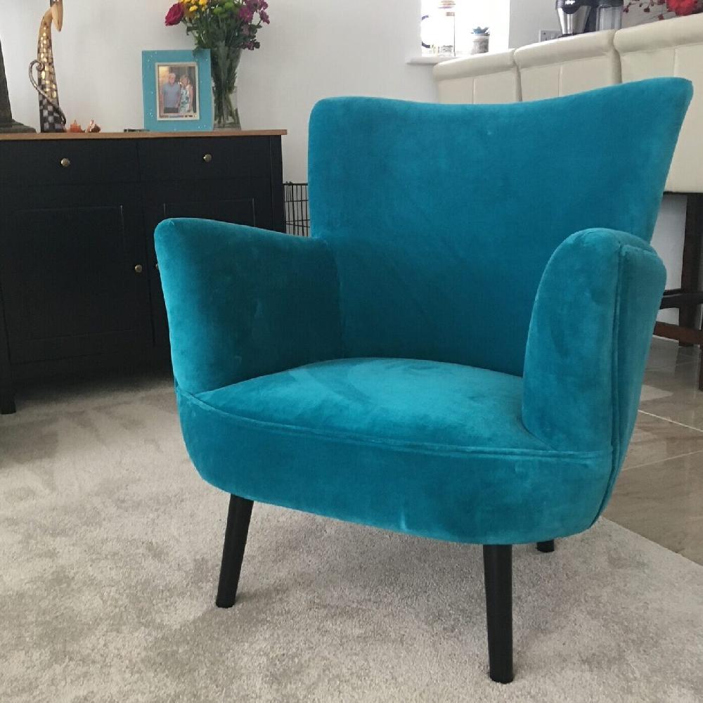 ragged rose Alma Teal Velvet Armchair
