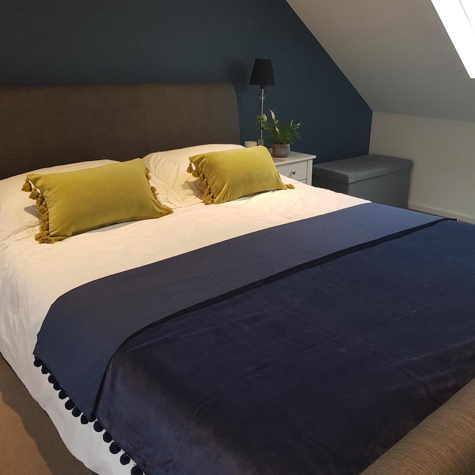 Ragged Rose Belinda Navy Blue Velvet Throw