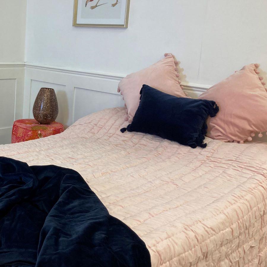 Ragged Rose Belinda Navy Blue Velvet Throw