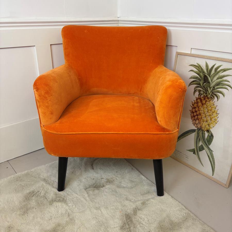 ragged rose Bentley Orange Velvet Accent Chair