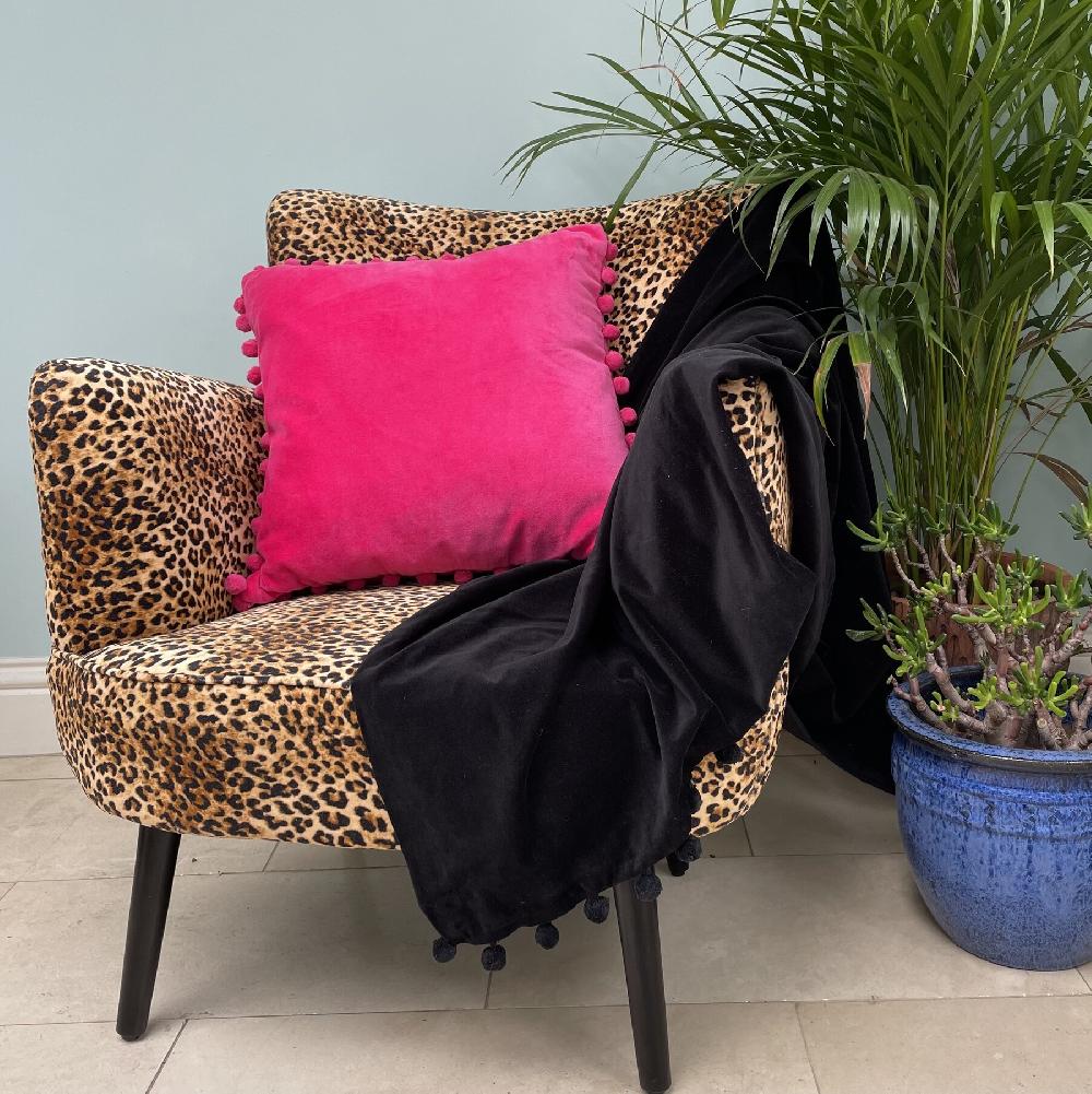 Ragged Rose Black Velvet Throw