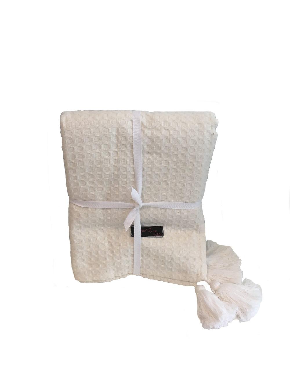 Ragged Rose Cream Waffle Throw