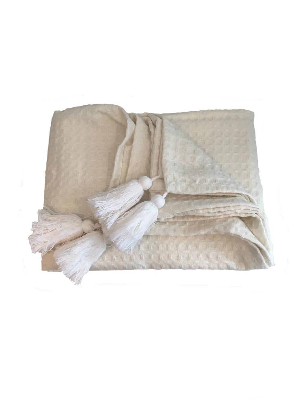 Ragged Rose Cream Waffle Throw