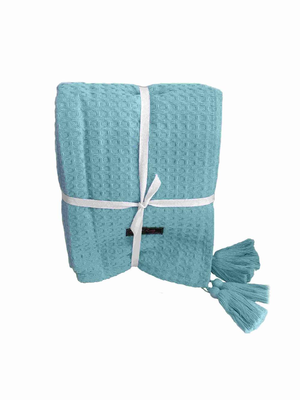 Ragged Rose Duck Egg Blue Waffle Throw
