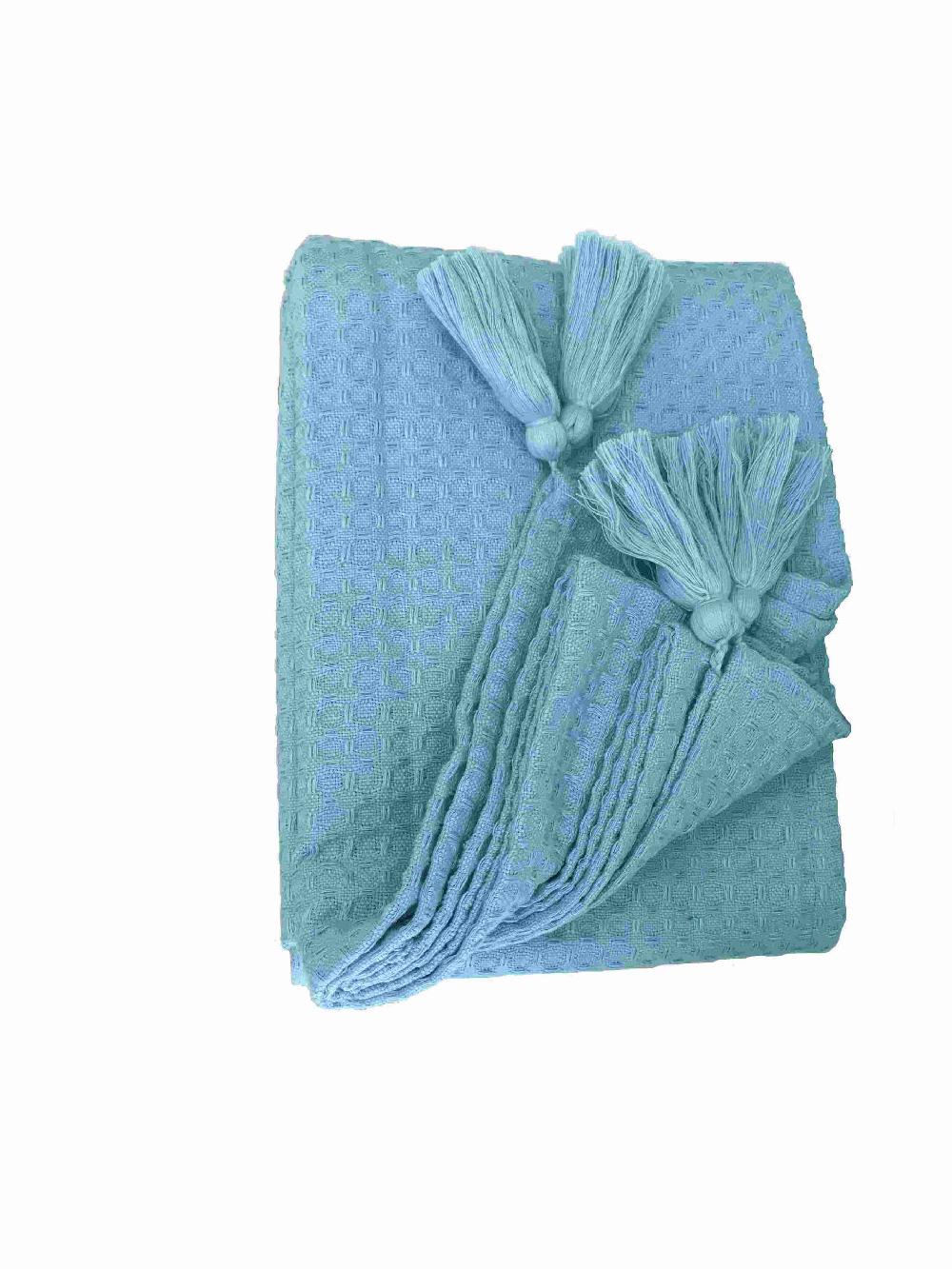 Ragged Rose Duck Egg Blue Waffle Throw