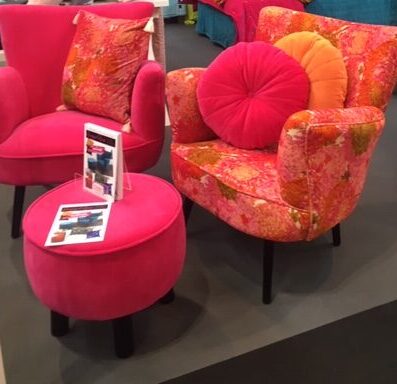 Ragged Rose Fuchsia Pink Velvet Foot Stool