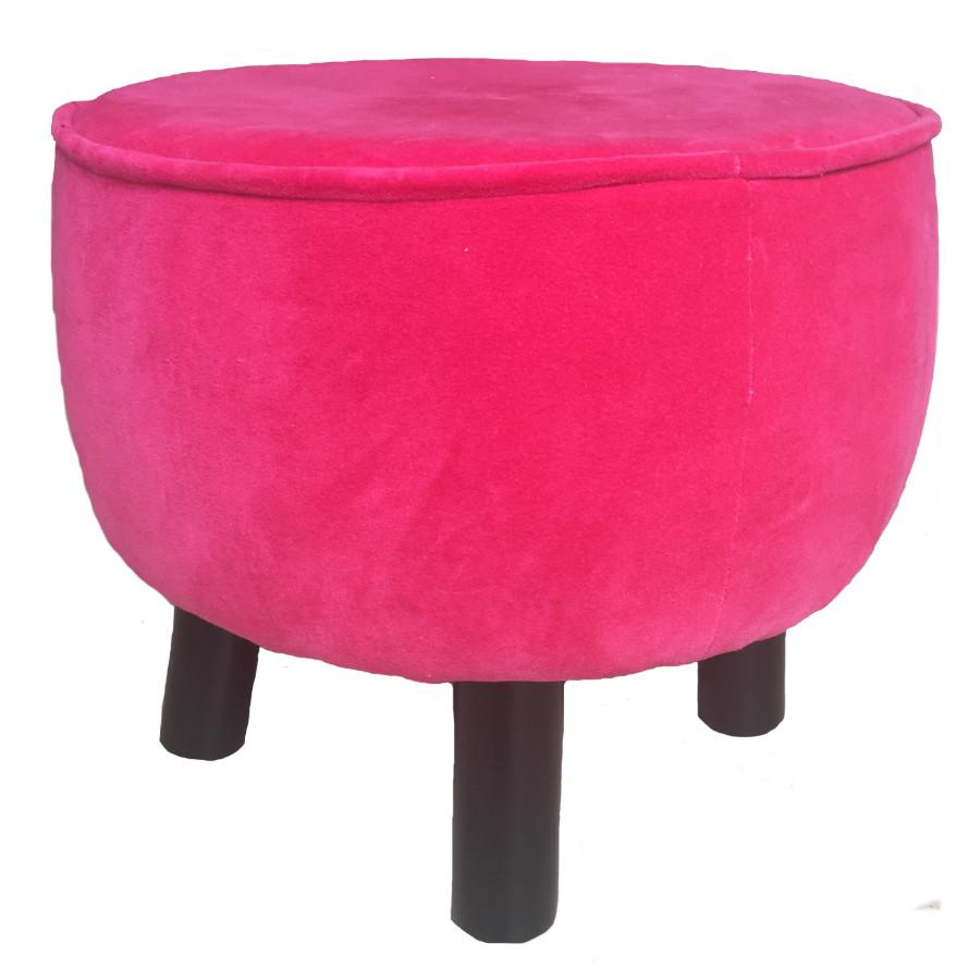 ragged rose Fuchsia Pink Velvet Foot Stool