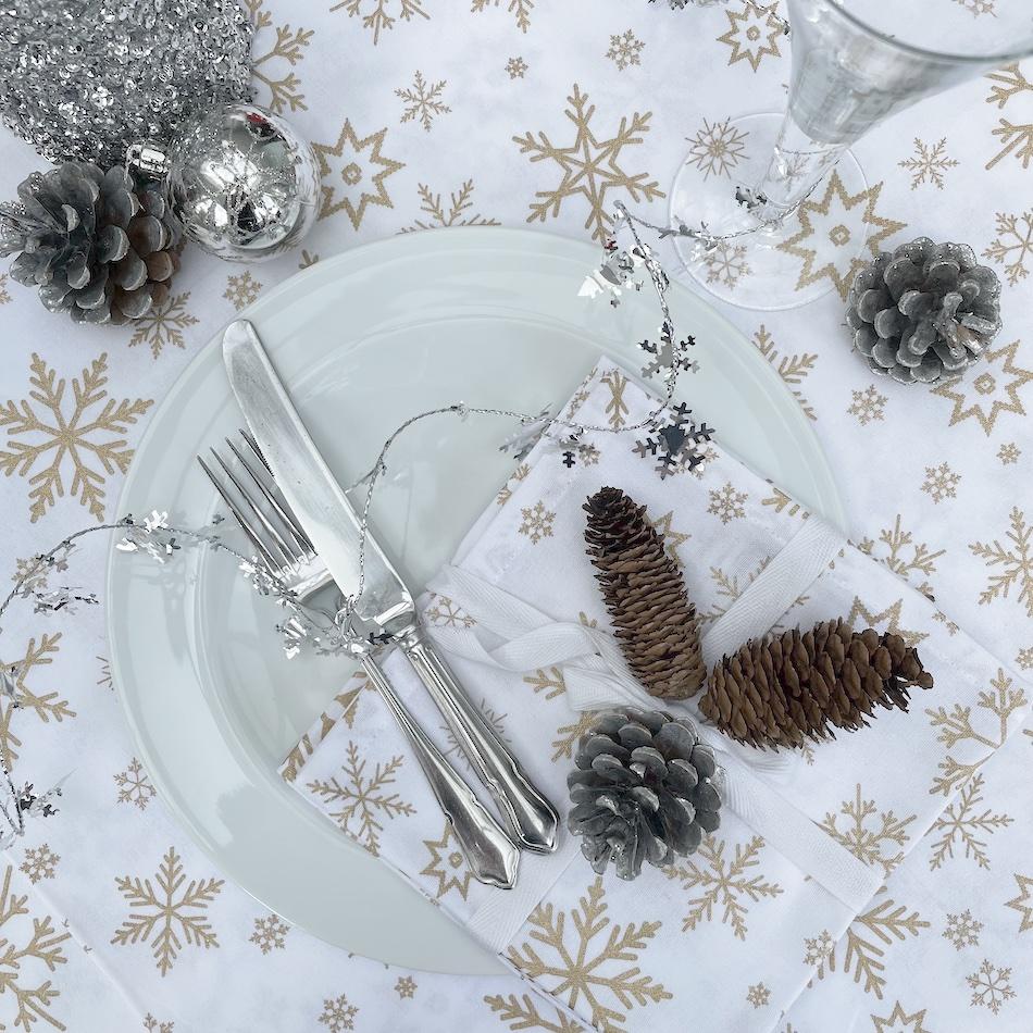 Ragged Rose Gold Snowflakes Christmas Napkins