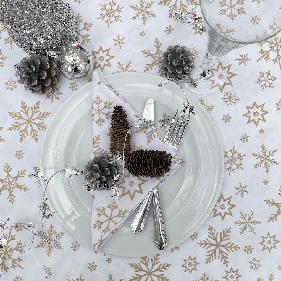 Ragged Rose Gold Snowflakes Christmas Napkins