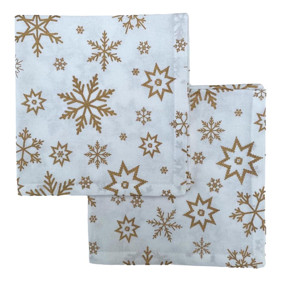 ragged rose Gold Snowflakes Christmas Napkins