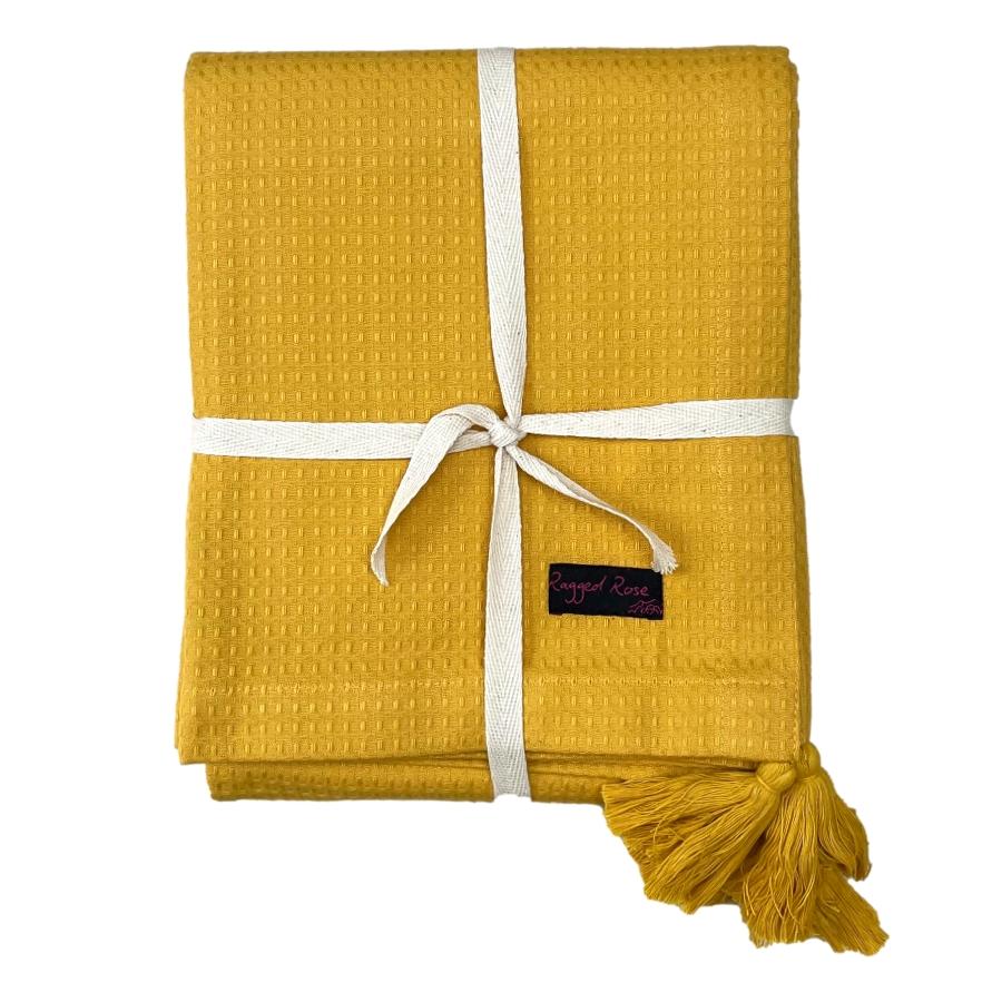 Ragged Rose Gold Waffle Throw