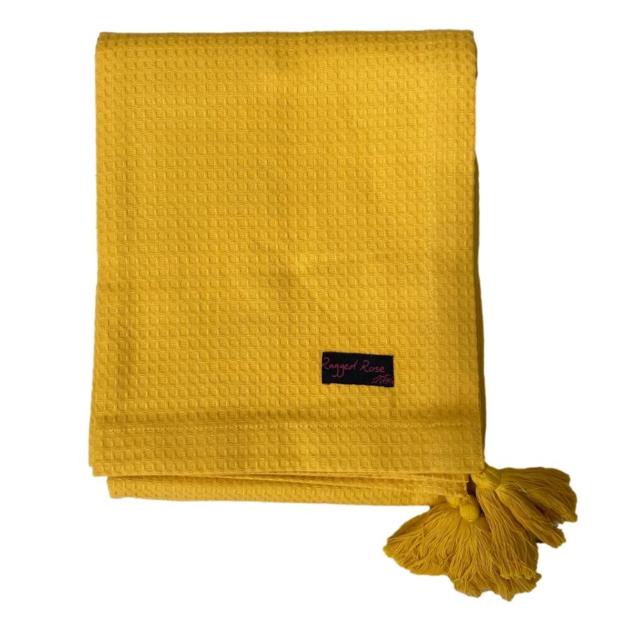 ragged rose Gold Waffle Throw