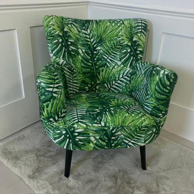 Ragged Rose Green Palms Velvet Armchair