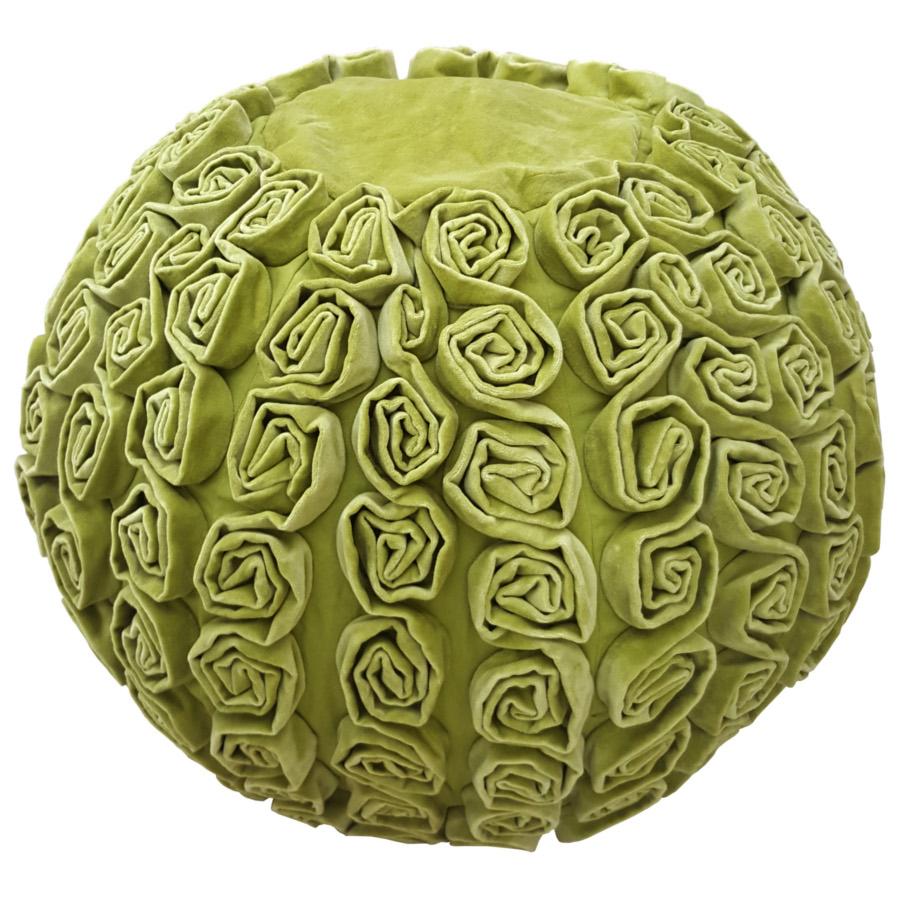 ragged rose Green Velvet Pouffe