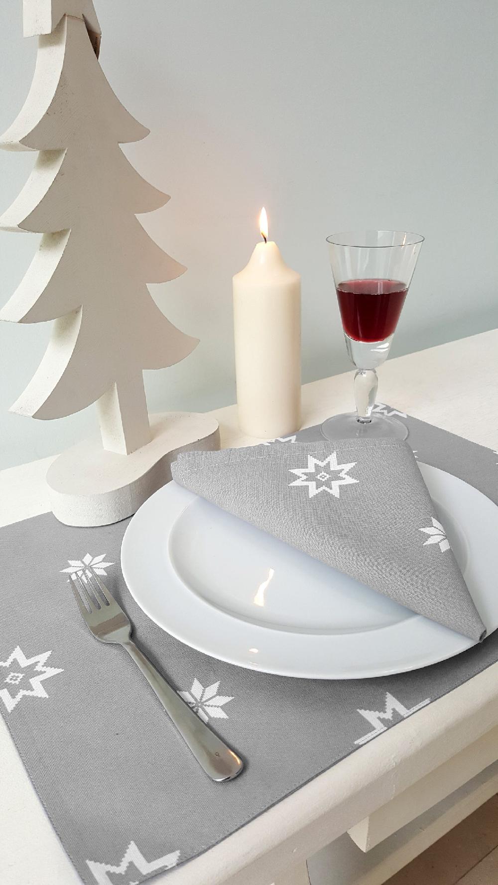 Ragged Rose Grey Christmas Star Napkins