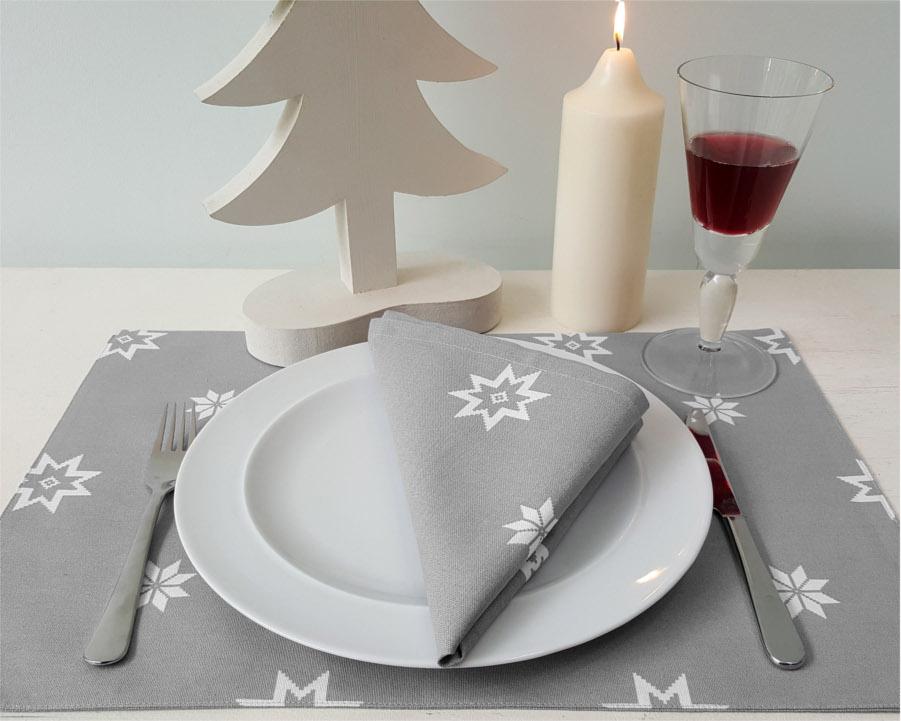 Ragged Rose Grey Christmas Star Placemats