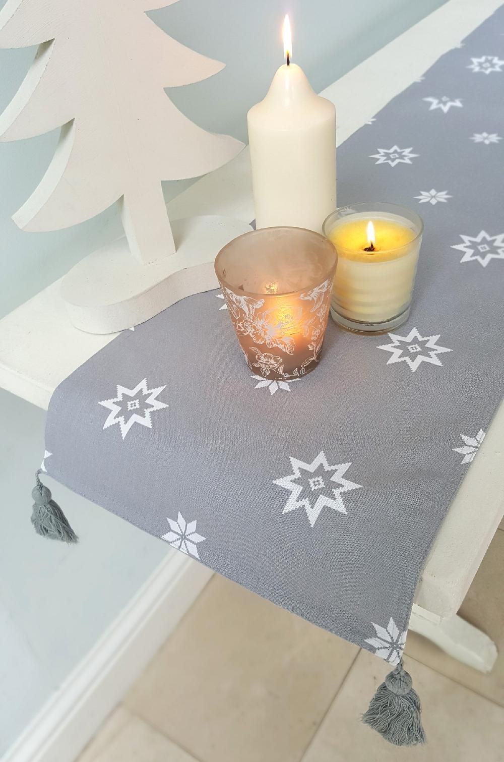 Ragged Rose Grey Christmas Star Placemats