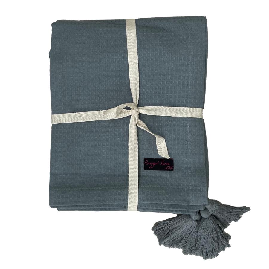 Ragged Rose Grey Waffle Throw