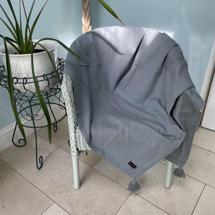 Ragged Rose Grey Waffle Throw