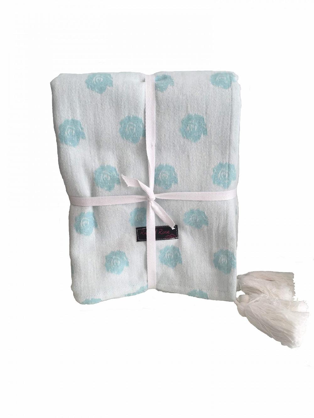 Ragged Rose Jenny Duck Egg Blue Throw