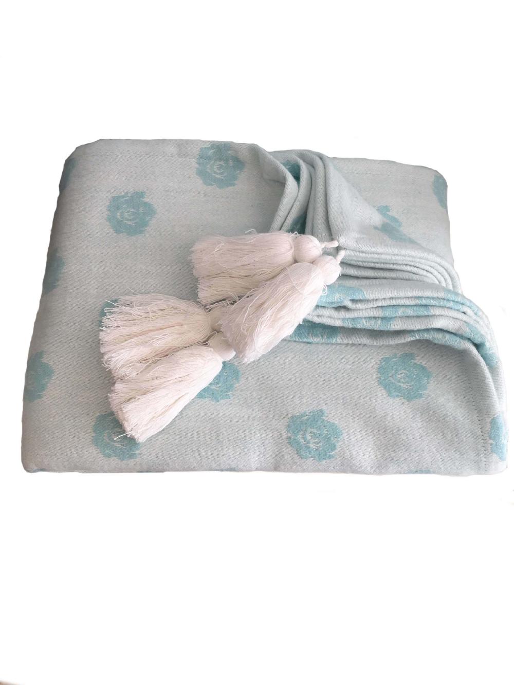 Ragged Rose Jenny Duck Egg Blue Throw