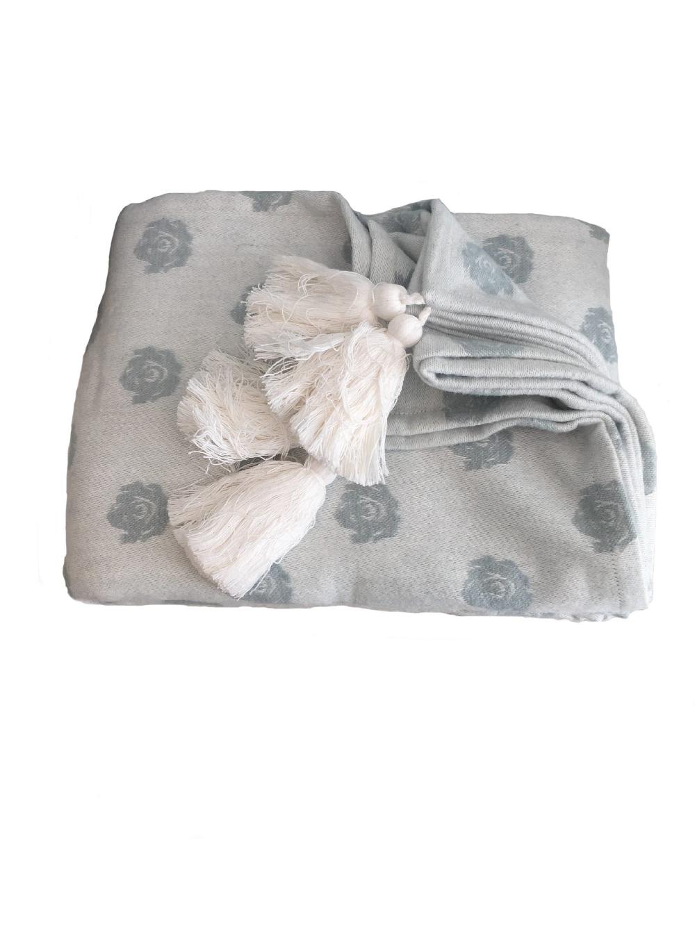 Ragged Rose Jenny Grey Rose Throw