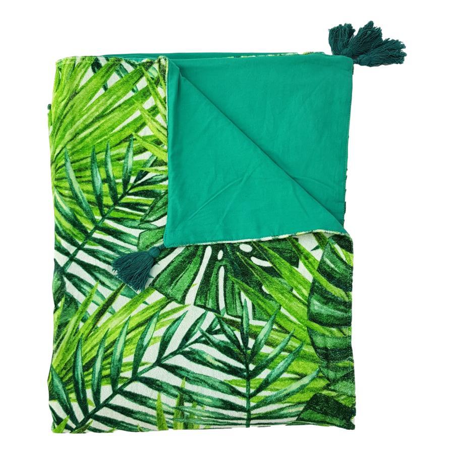 Ragged Rose Jungle Green Velvet Throw