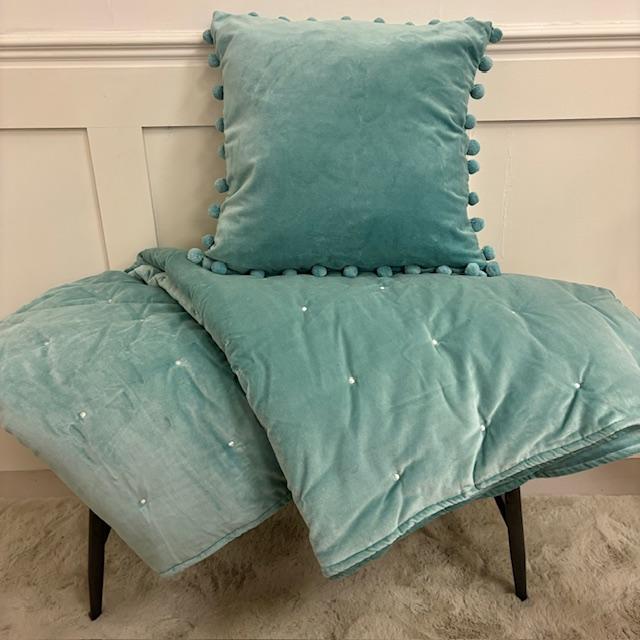 Ragged Rose Lauren Duck Egg Blue Velvet Blanket