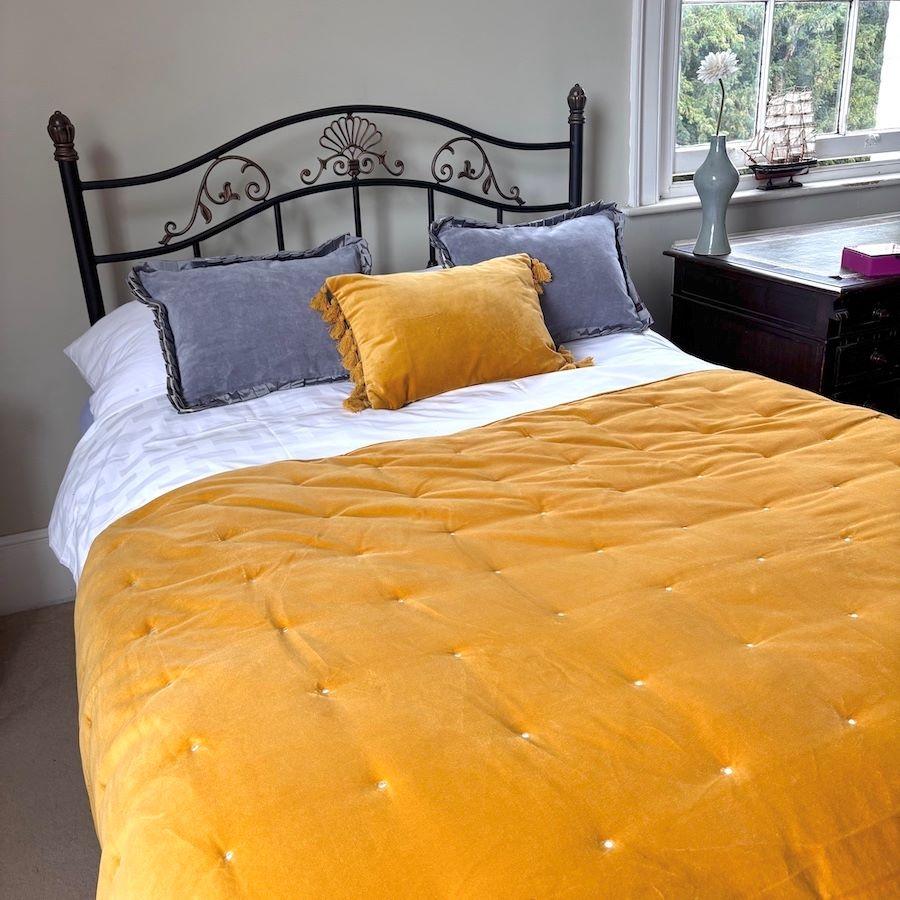 ragged rose Lauren Mustard Gold Velvet Blanket