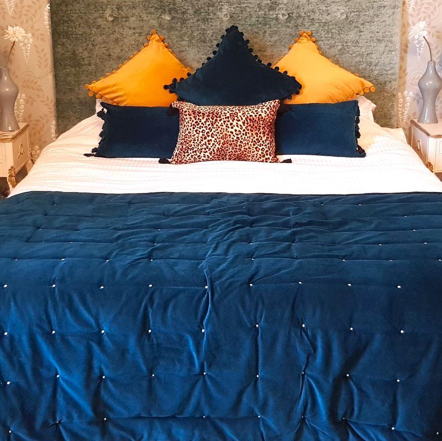 ragged rose Lauren Petrol Velvet Blanket