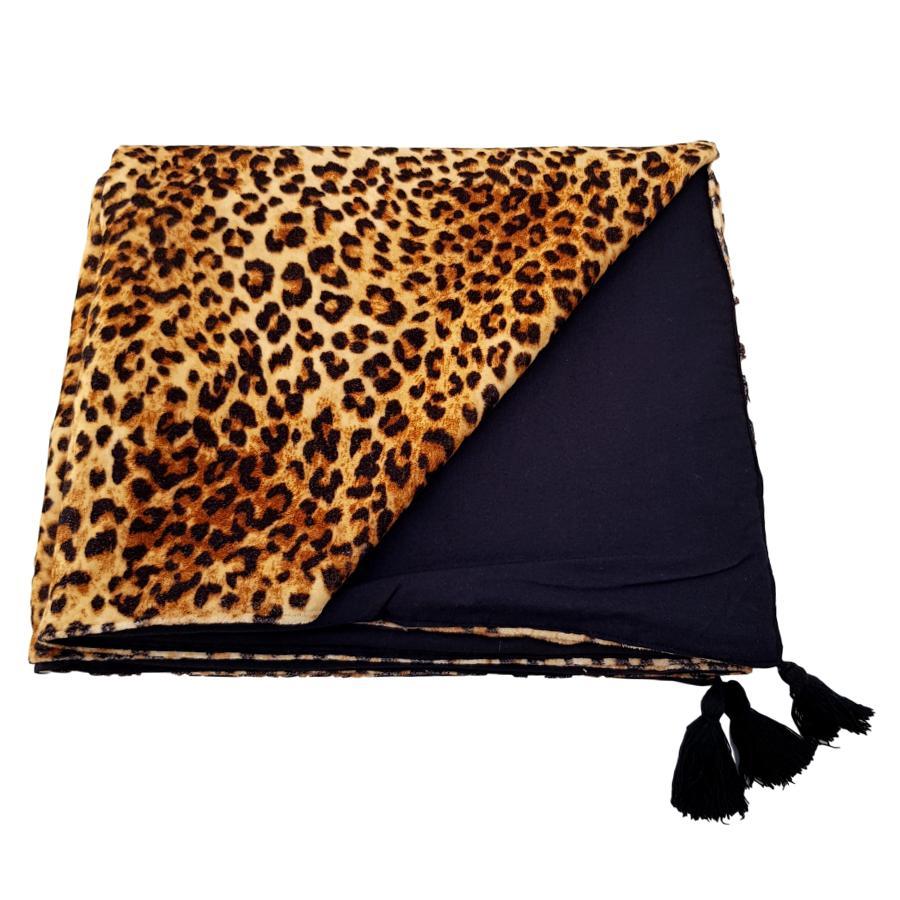Ragged Rose Leopard Print Velvet Throw