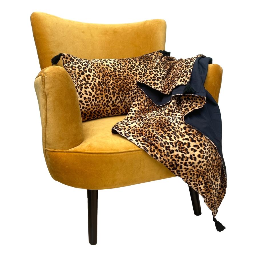 Ragged Rose Leopard Print Velvet Throw