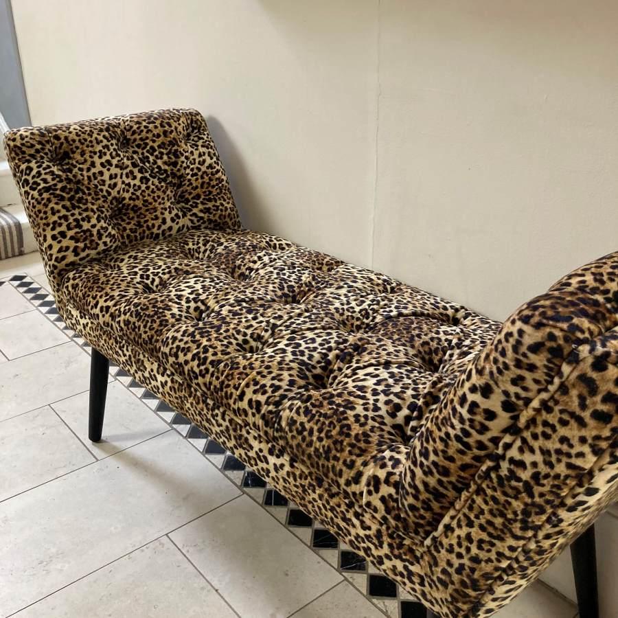 Ragged Rose Leopard Velvet Bench