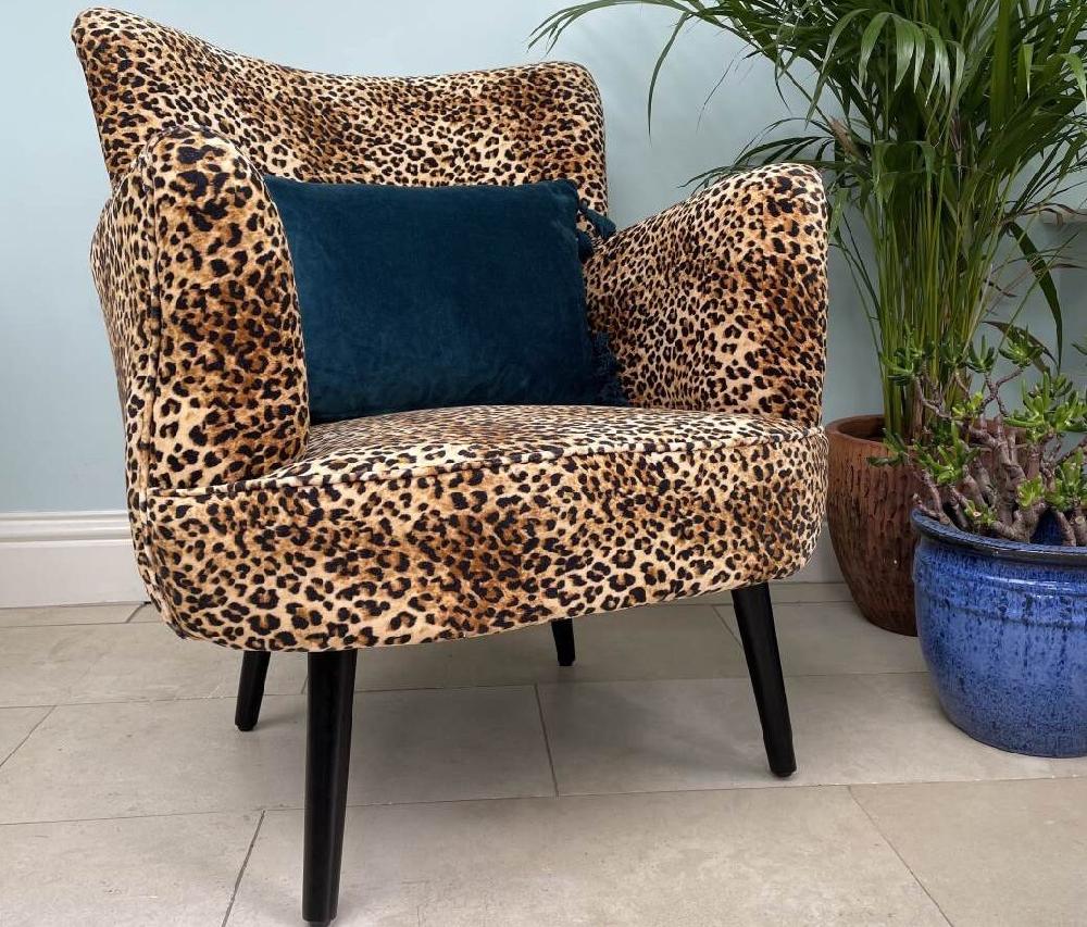 ragged rose Leopard Velvet Chair
