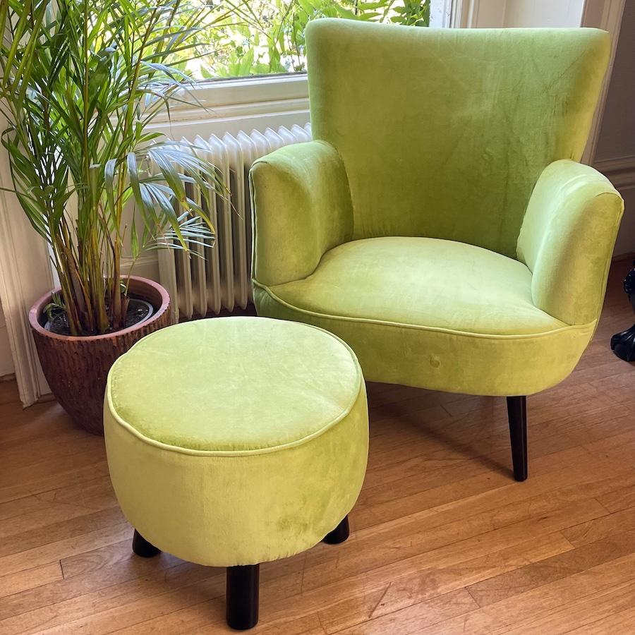 Ragged Rose Lime Green Velvet Armchair