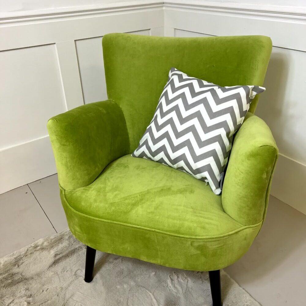 ragged rose Lime Green Velvet Armchair