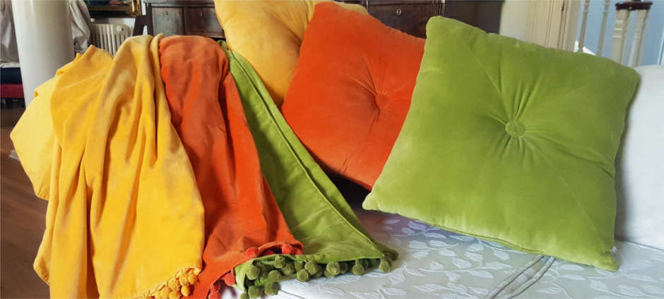Ragged Rose Lime Green Velvet Throw