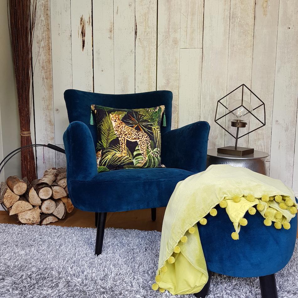 Ragged Rose Lime Green Velvet Throw