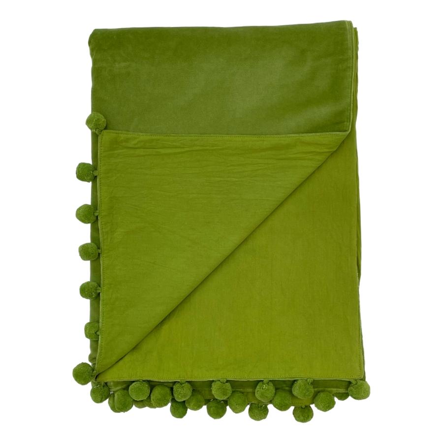Ragged Rose Lime Green Velvet Throw