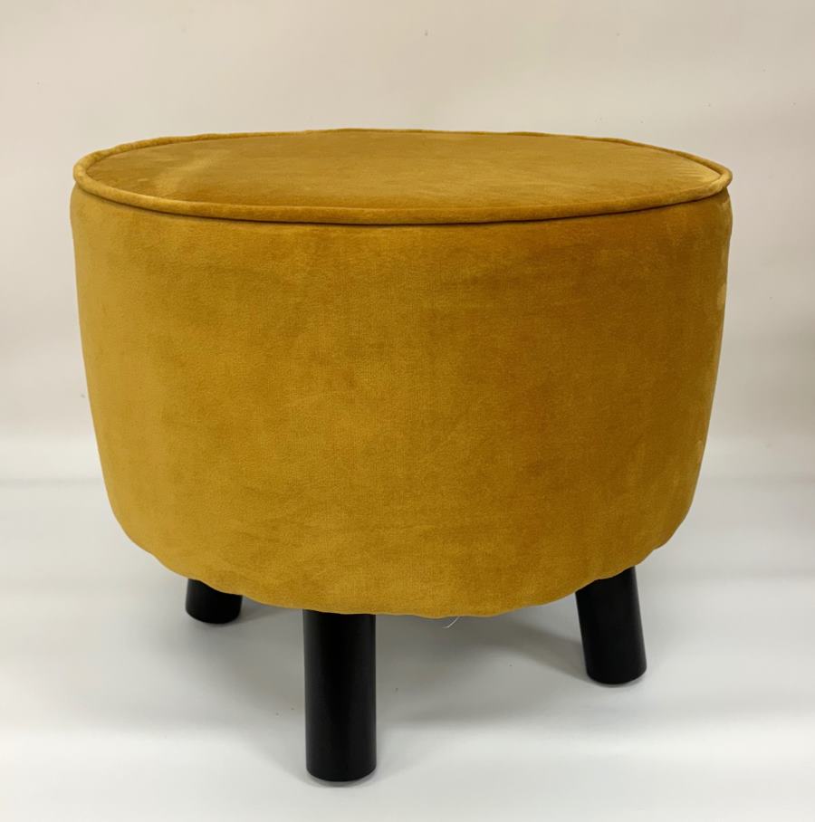 Ragged Rose Mustard Velvet Footstool