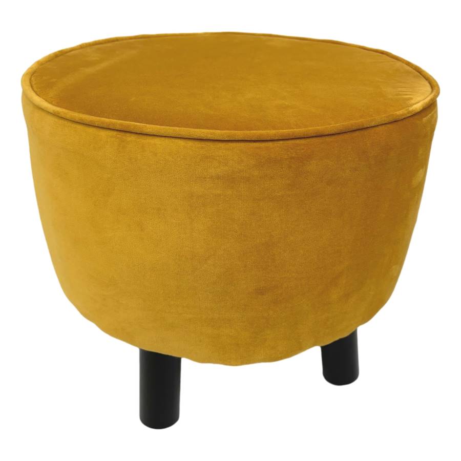 ragged rose Mustard Velvet Footstool